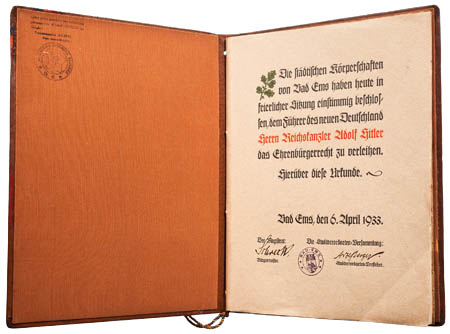 Ehrenbürgerbrief Adolf Hitler